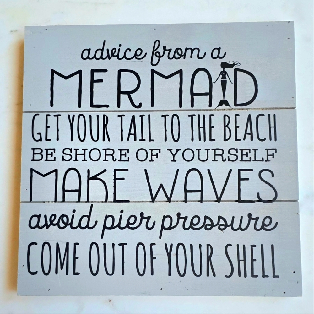 Gray and Black Mermaid Advice Wall Art